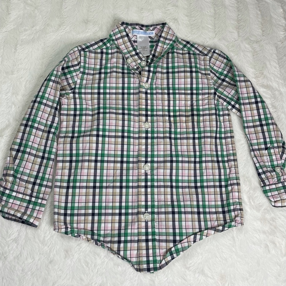Janie and Jack Plaid Button Up Shirt size 2t 100% cotton